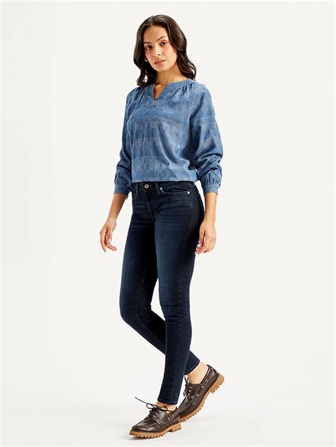 Women's 711 Navy Blue Skinny Fit Mid Rise Jeans – Levis India Store