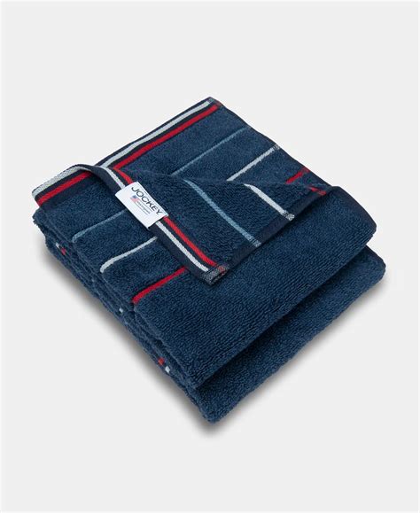 Buy Cotton Rich Terry Ultrasoft and Durable Striped Hand Towel - Ink ...