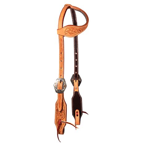 Floral Tooled Roughout Slip Ear Horse Headstall Leather - Sazaar Tack
