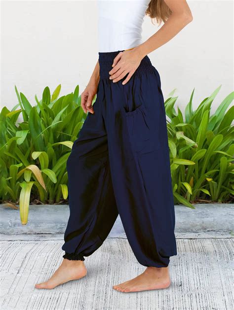 Harem Pants Women Solid Color Navy. High Waisted Bohemian - Etsy UK
