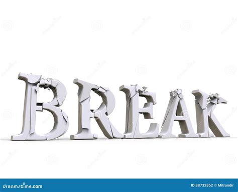 Fractured and Broken Font Spelling Out Break - Low Angle Shot Stock Illustration - Illustration ...
