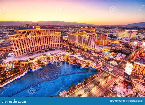 Las Vegas Strip Aerial View at Sunset Editorial Image - Image of urban ...