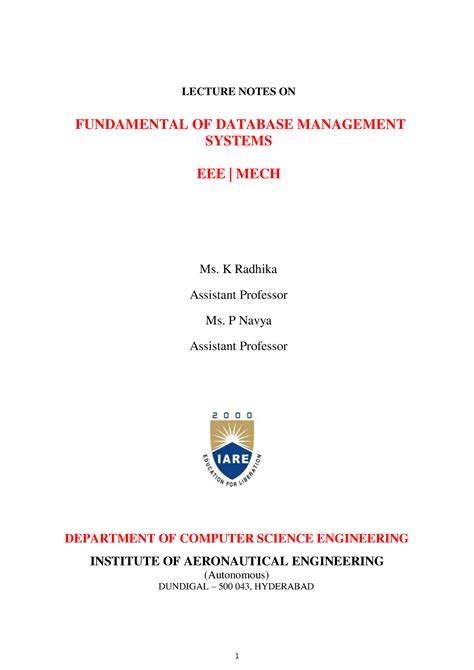 DBMS Lecture Notes 02-09-19 - LECTURE NOTES ON FUNDAMENTAL OF DATABASE ...