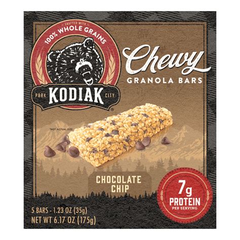 Kodiak Chocolate Chip Chewy Protein Granola Bars, 1.23 oz, 5 Count ...