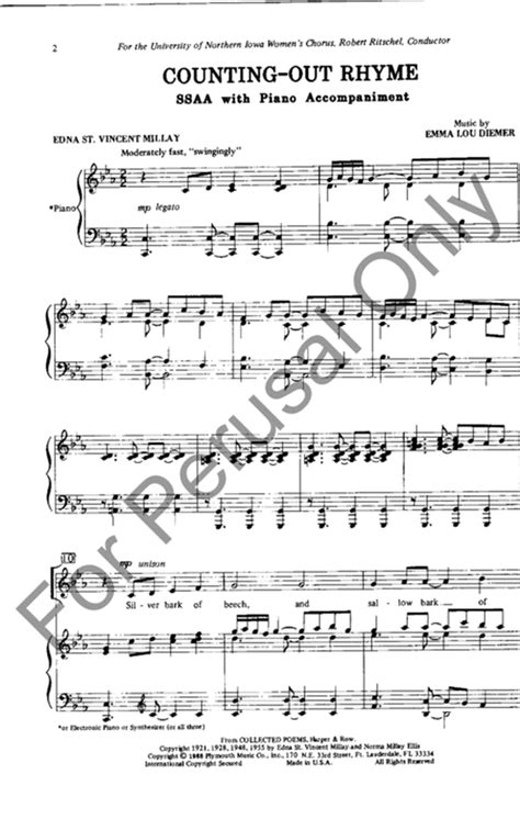 Counting-Out Rhyme by Emma Lou Diemer - SSAA - Sheet Music | Sheet ...