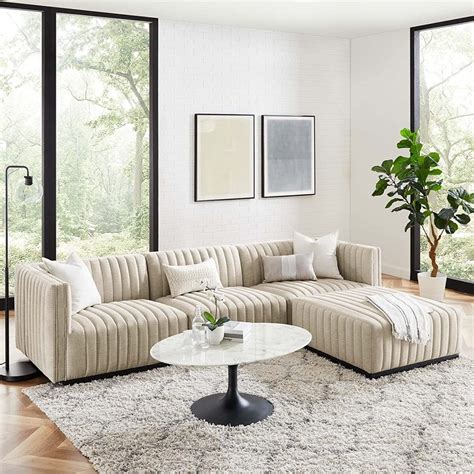 Tufted Sectional Sofa Beige at Bella Pflaum blog