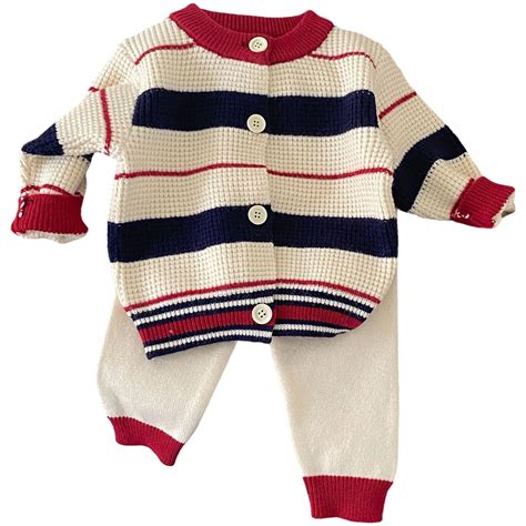 ANINEO Baby Boys Outfits & Sets Striped Knit Cardigan Coats Long Sleeve ...