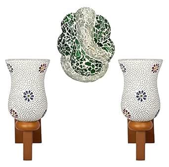Somil Combo of 1 Mosaic Blessing God Ganesh with 2 Mosaic Wall Lamp ...