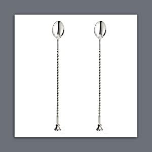 Buy NJ Premium Bar Stirrer Spoon Twisted with Muddler top, Long Spoon ...