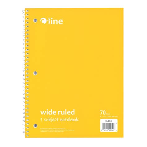 Spiral Notebook 70ct Wide Ruled - Yellow - The School Box Inc