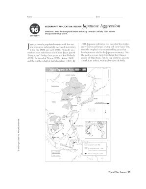 Chapter 16 Section 4 Japanese Aggression Worksheet Answers - Fill ...