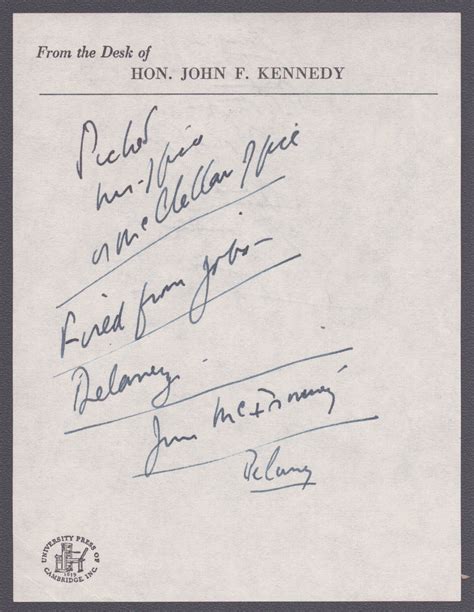 President John F. Kennedy - Autograph Note Unsigned | HistoryForSale ...