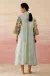 Buy Green Organza, Chanderi Patchwork Appliques Polka Dot Embroidered ...
