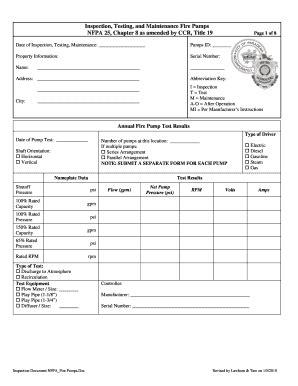 Fillable Online Inspection, Testing, and Maintenance Fire Sprinkler ...