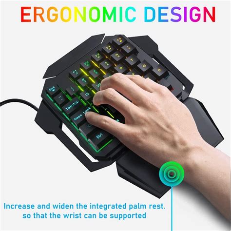 Buy One Handed RGB Gaming Keyboard and Mouse Combo, 35 Keys Portable ...