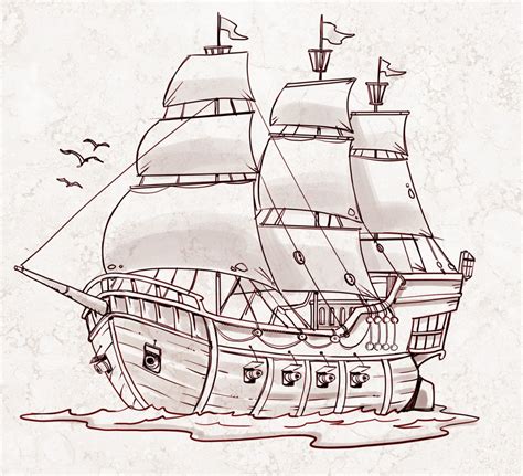Simple Pirate Ship Drawing at GetDrawings | Free download