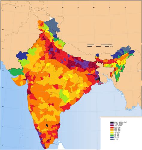 District-level population density map of India - Vivid Maps