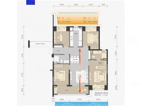 御景悦澜湾D户型，御景悦澜湾4室2厅2卫0厨约129.00平米户型图，朝南朝向 - 上饶安居客