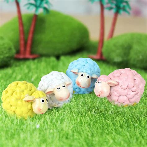 TIED RIBBONS Cartoon Sheep Animal Miniature Showpiece For Table, Car ...