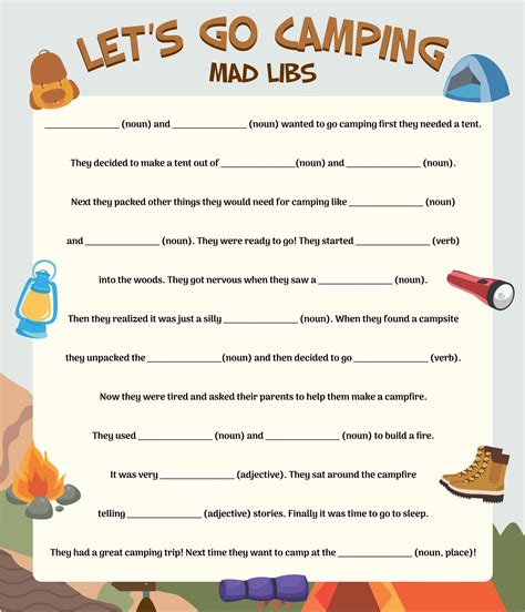 Camping Mad Libs - 20 Free PDF Printables | Printablee
