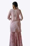 Buy Pink Cotton Sequins, Diamonds, Zari Round Neck Embroidered Kurta ...