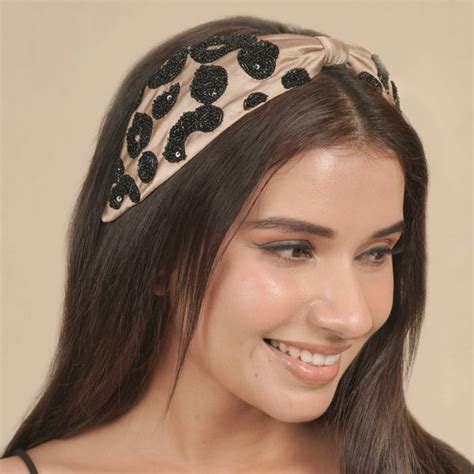 Lea Noir Embellished Knotted Hair Band – Hair Drama Company