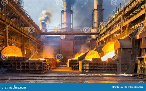 Inside View of a Factory Metal Smelter, Steel Mill. Generated with AI ...
