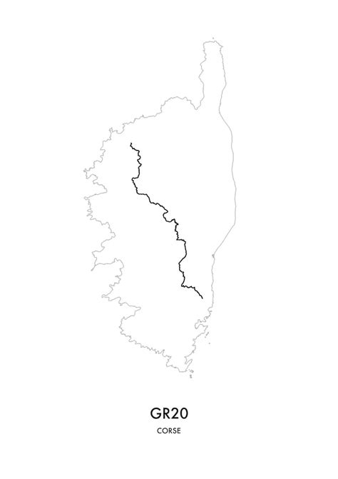 Buy GR20 Corsica Trail Corse Minimalist Map Poster (instant Digital ...