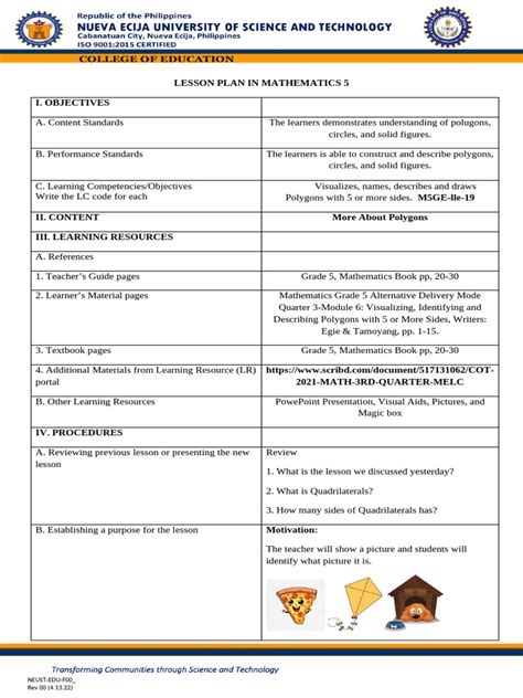 Image result for Lesson Plan Format