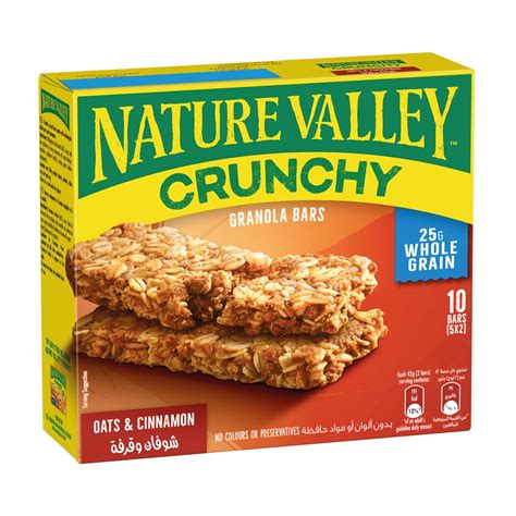 NATURE VALLEY Granola Bar 1 Box x 5 Double Bars, Oats & Cinnamon, 100% ...
