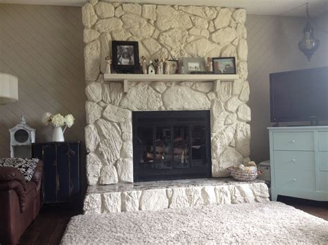 Painting a Stone Fireplace....Finally, I Did It. - | Painted rock ...