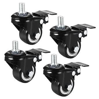 uxcell 1.5 inch Swivel Caster wheels PU 360 Degree Threaded Stem Caster ...
