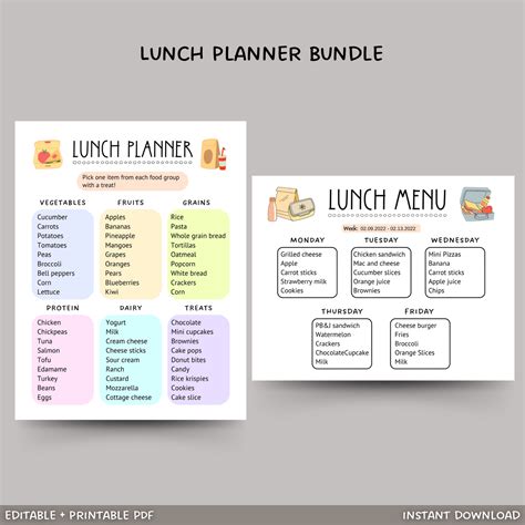 Printable Lunch Menus For Preschool LUNCH MENUS Costello Elementary