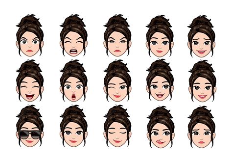 Premium Vector | Facial expressions female or Collection of young woman feelings Beautiful girl ...