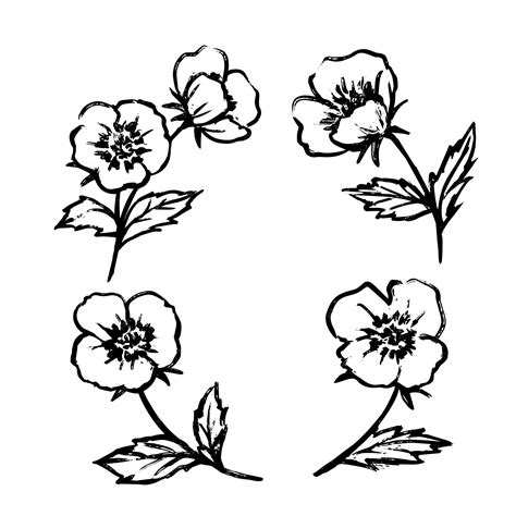 Simple Flower Clip Art Black And White