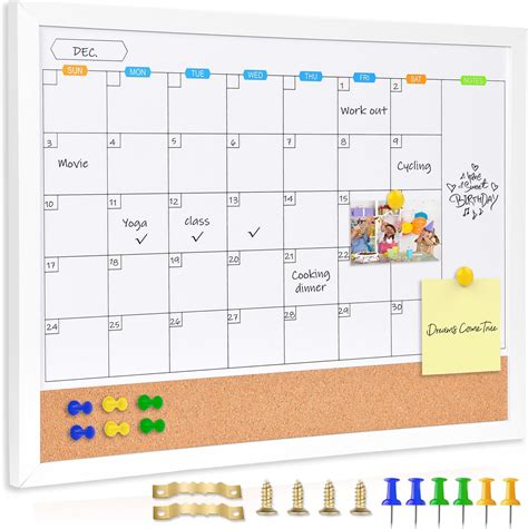 Amazon.com : Marribol Monthly Whiteboard Calendar with Cork Board for ...
