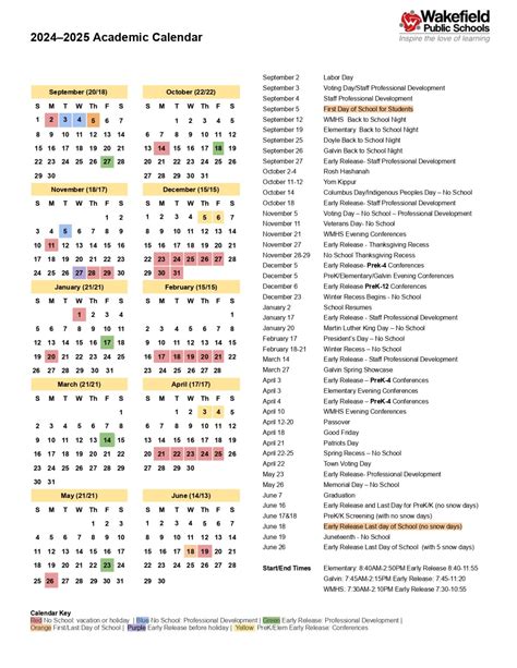 Wakefield Public Schools Calendar 25-26 Revised [pdf] - EduCounty