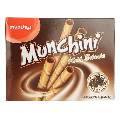 Munchy's Chocolate Wafer Rolls - Kuih Belanda Krim Perisa, 100Gram ...