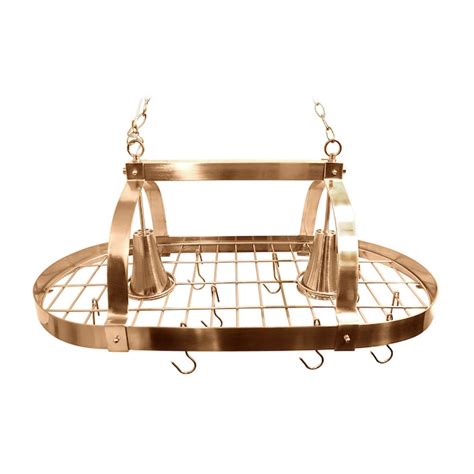Elegant Designs 19.25-in x 35.5-in Copper Lighted 10-Hook Pot Rack ...