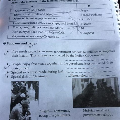 Find out and write. 1)Free meals provided in some government schools to ...