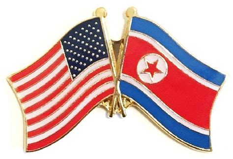 BOX of 12 North Korea & US Crossed Flag Lapel Pins, Korean & American ...