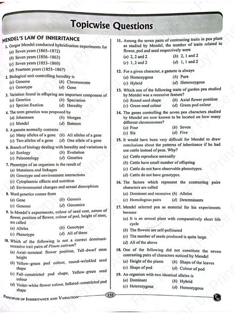 Image result for Principles of Inheritance and Variation KCET Questions