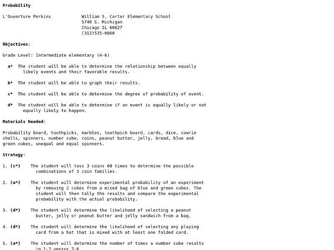 Image result for Probability Lesson Plan 7th Grade