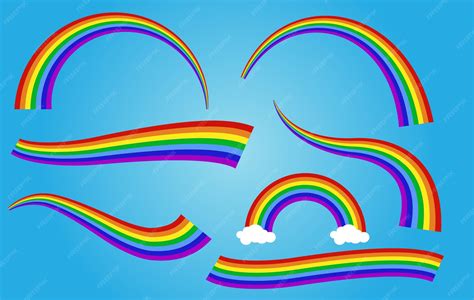 Premium Vector | Set of rainbows in different shape isolated set of ...
