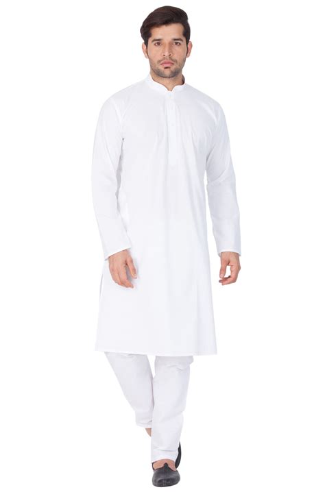 Men's White Cotton Kurta and Pyjama Set – vastramay