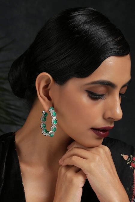 Buy Silver Plated Victorian Faux Diamond Stone Hoops by Paisley Pop ...