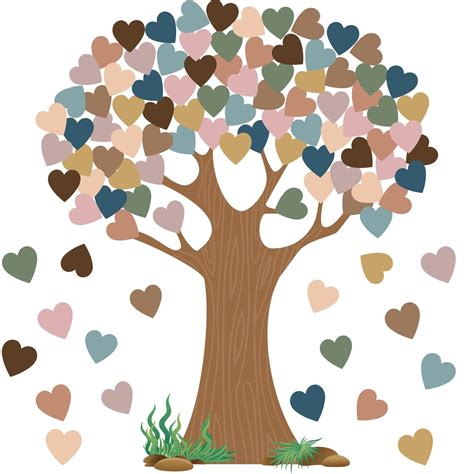 Buy Boho Classroom Tree Bulletin Board Set with Heart Shape Cutouts ...