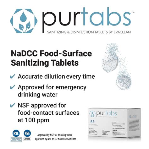 PurTabs 334g Water Purification Tabs - Food-Safe No Rinse Sanitizer ...