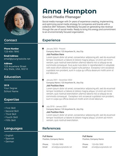 Simple Social Media Manager Resume Template 20010832 Template