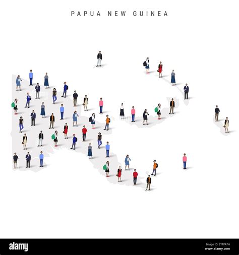 Papua New Guinea population map. Large group of people in a shape of map. Flat vector ...